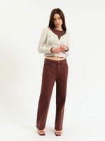 Load image into Gallery viewer, Brown straight leg denim jeans. 
