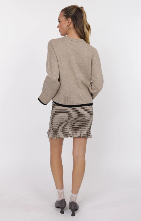 SAGE THE LABEL Angelina Cuff Slit Crew Neck Sweater