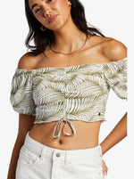 Load image into Gallery viewer, ROXY Flirty Walk Print Ruched Cropped Top
