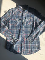 Load image into Gallery viewer, Men&#39;s Blue Plaid Long Sleeve Shirt
