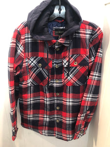 SILVER JEANS Hooded Plaid Jacket with Quilt Lining