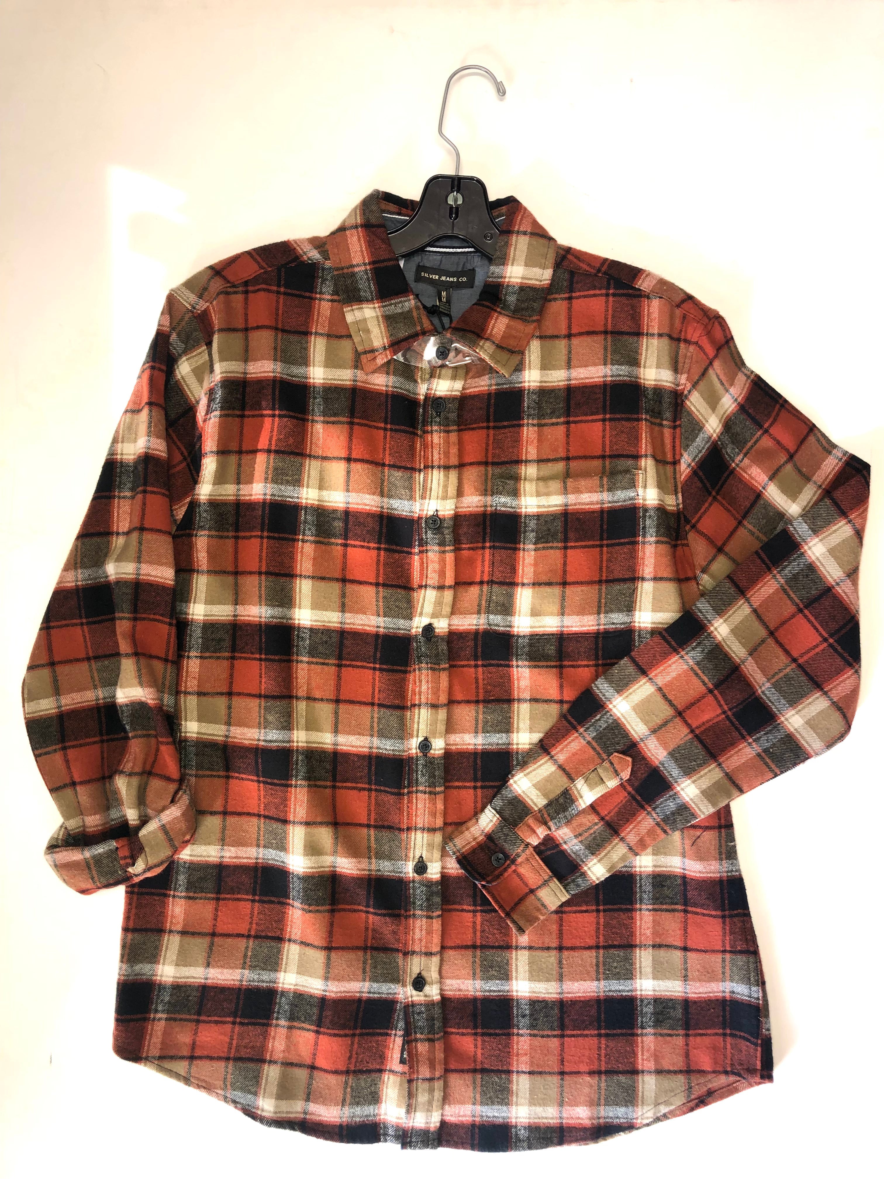 SILVER JEANS Long Sleeve Plaid Flannel Shirt