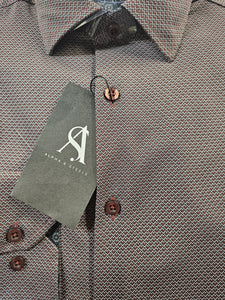 ALPHA & STEELE Printed Burgundy Dress Shirt