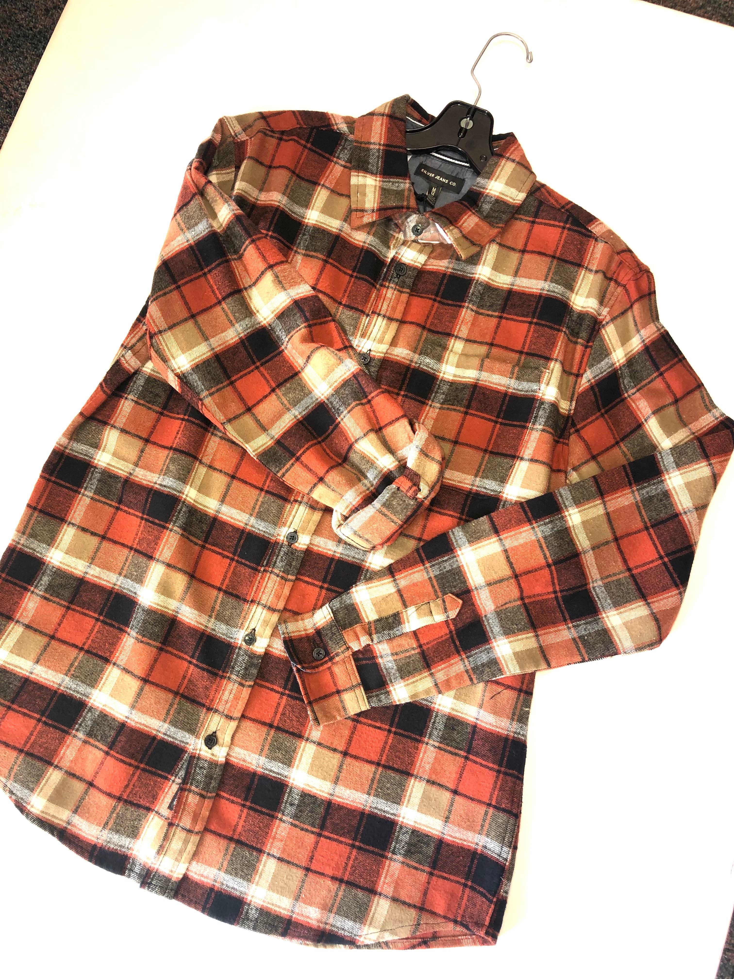 SILVER JEANS Long Sleeve Plaid Flannel Shirt