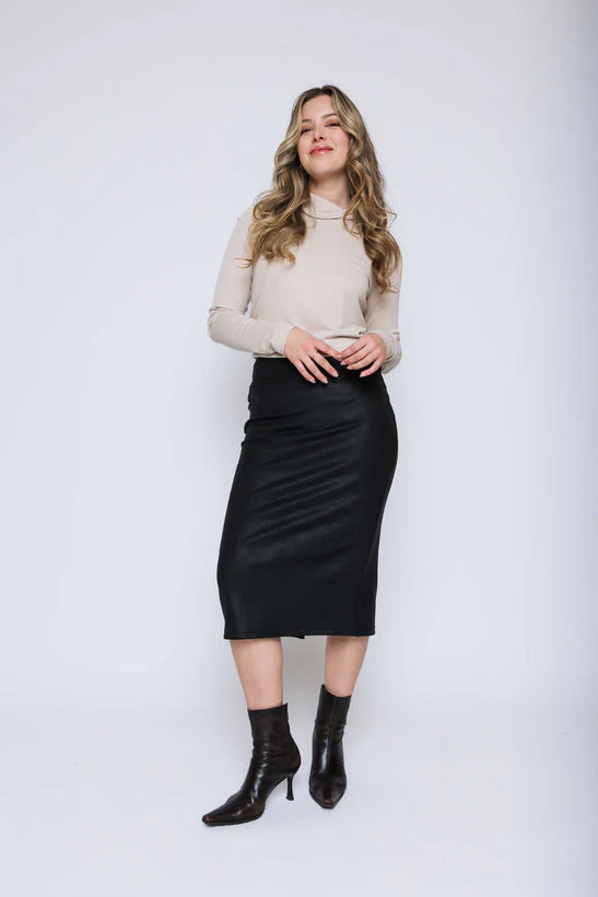 ORB Erin Faux Leather Midi Skirt