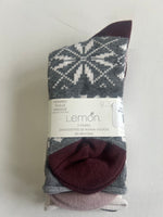Load image into Gallery viewer, LEMON 3PK Women’s Heather Soft Non Terry Crew Socks
