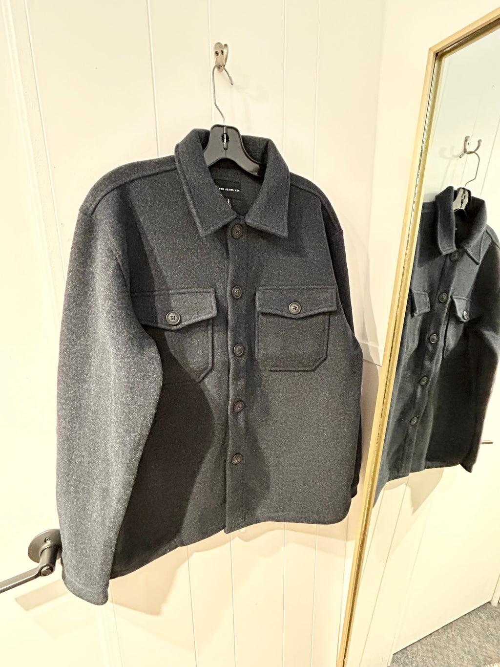 Navy faux wool jacket for men