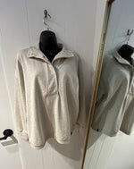 Load image into Gallery viewer, Light taupe long sleeve half pullover sweatshirt 
