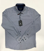 Load image into Gallery viewer, Patterned shirt with a tag on a light gray background
