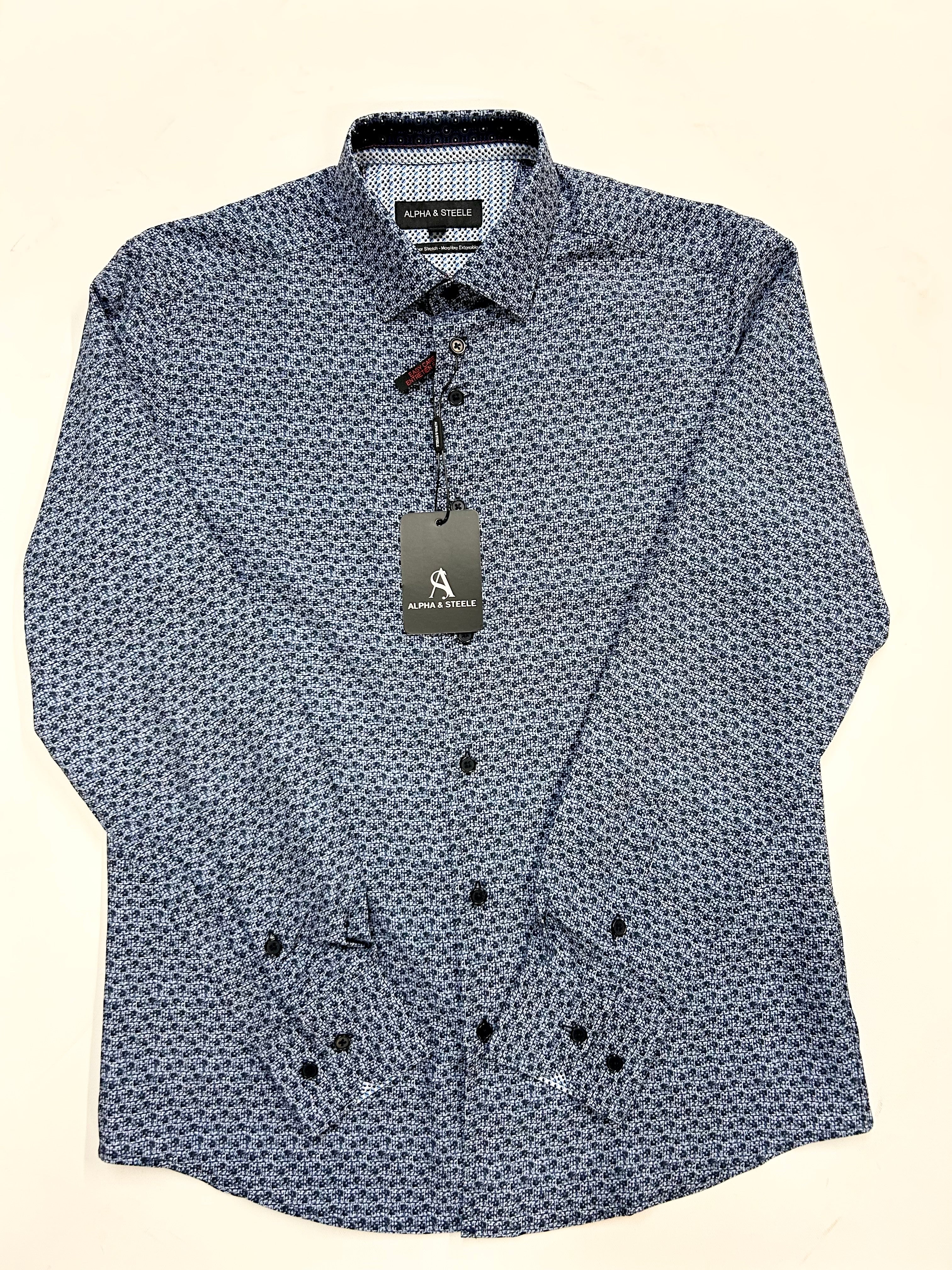 Navy patterned dress shirt