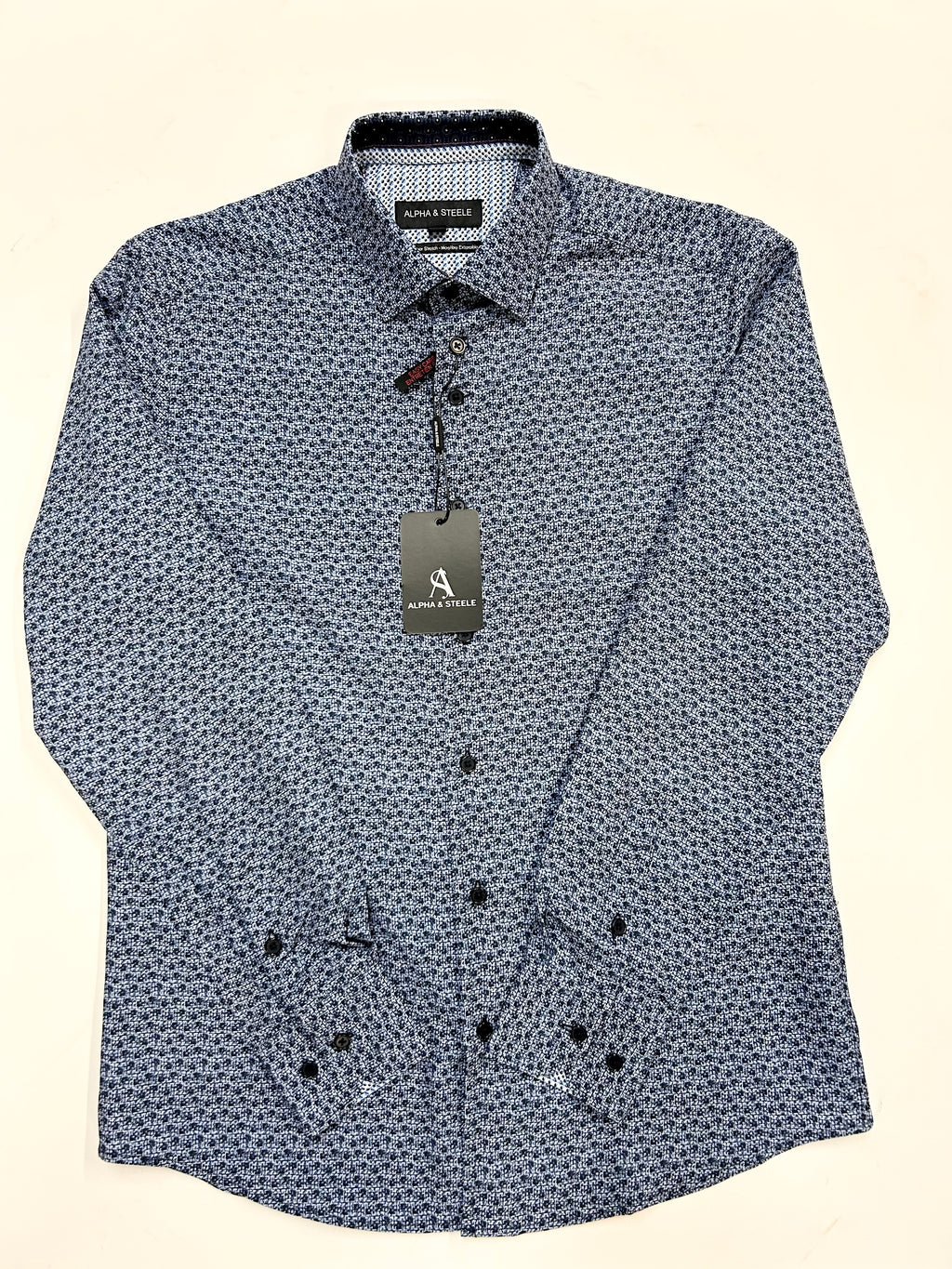 Navy patterned dress shirt