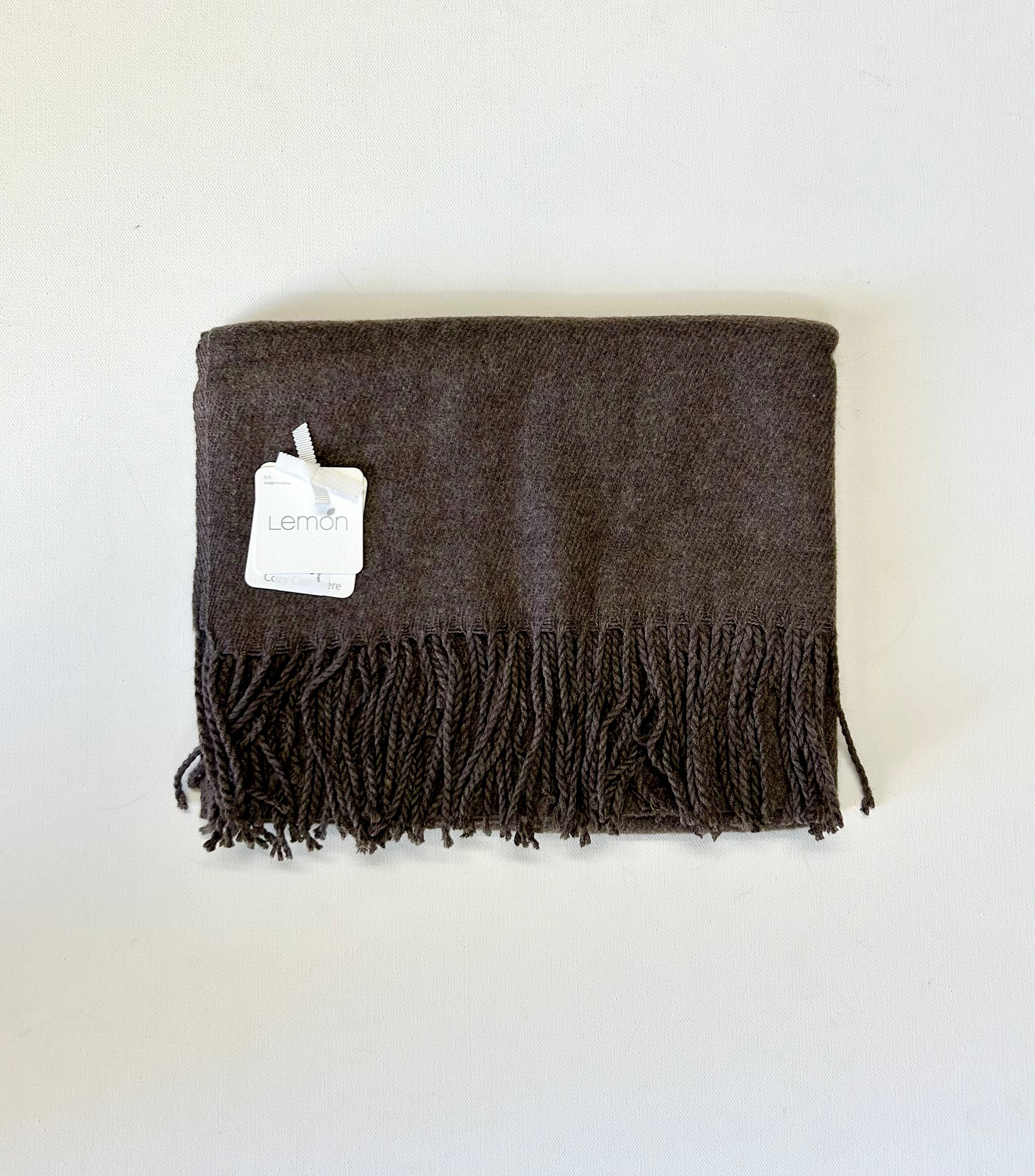 Brown scarf with fringe detail