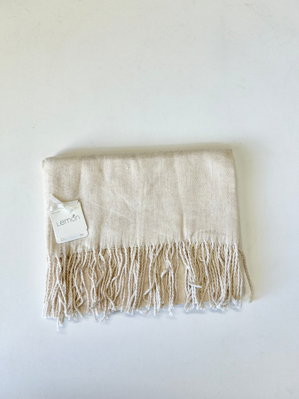 Off white scarf with fringe
