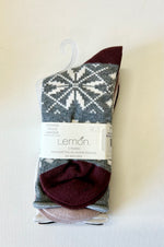 Load image into Gallery viewer, LEMON 3PK Women’s Heather Soft Non Terry Crew Socks
