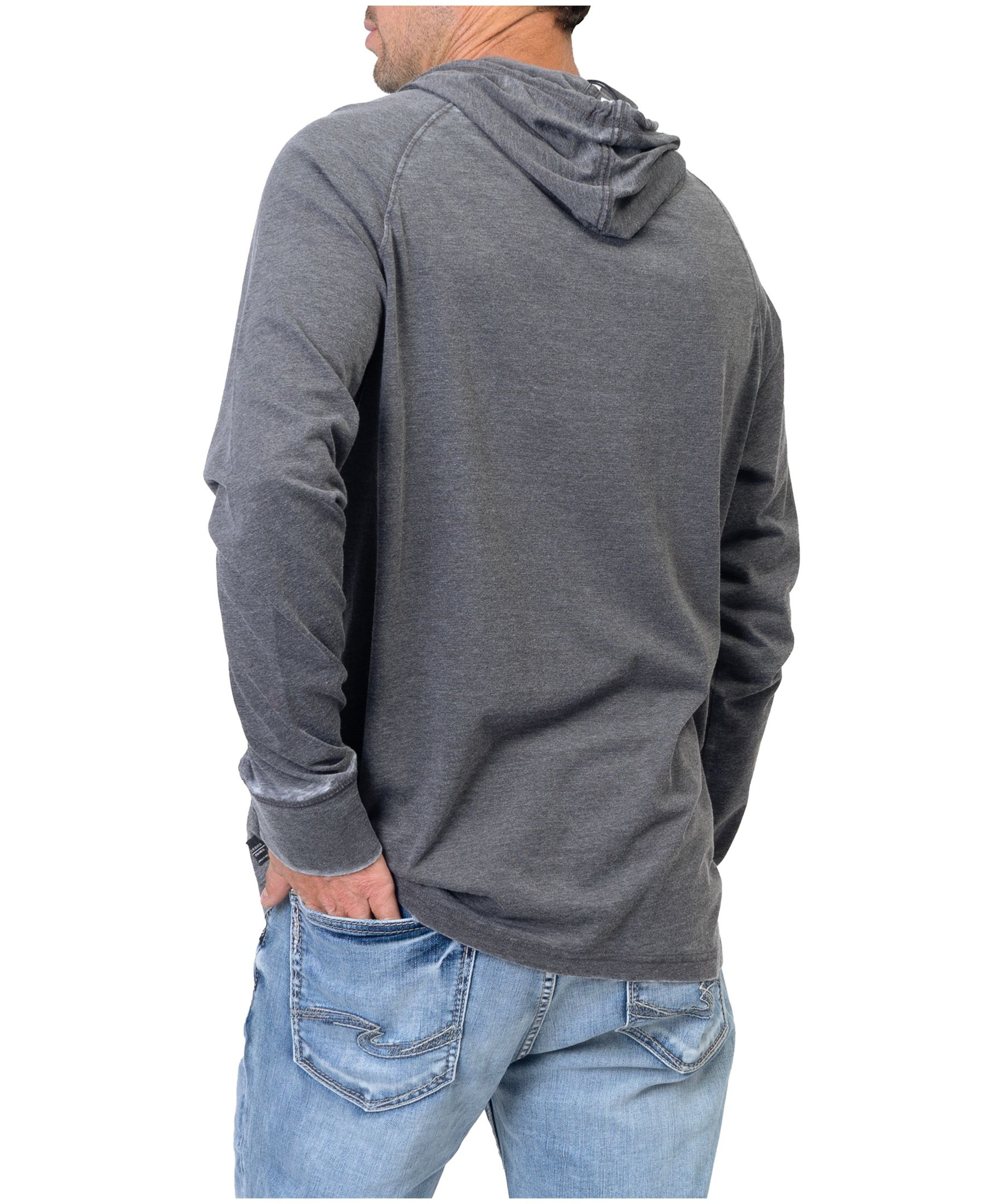 SILVER JEANS Men's Acid Wash Henley Hoodie