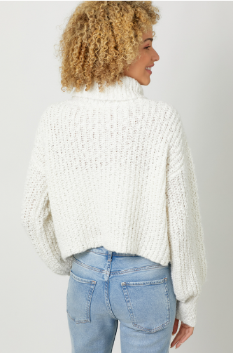 MYSTREE Turtle Neck Cropped Sweater