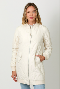 MYSTREE Quilted Long Bomber Jacket