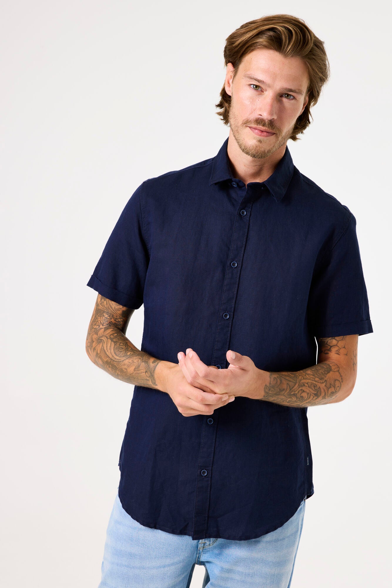 GARCIA Dark Blue Button Down Shirt