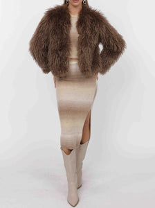 SAGE THE LABEL Deep Woods Cropped Vegan Fur Jacket