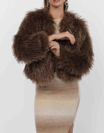 Load image into Gallery viewer, SAGE THE LABEL Deep Woods Cropped Vegan Fur Jacket
