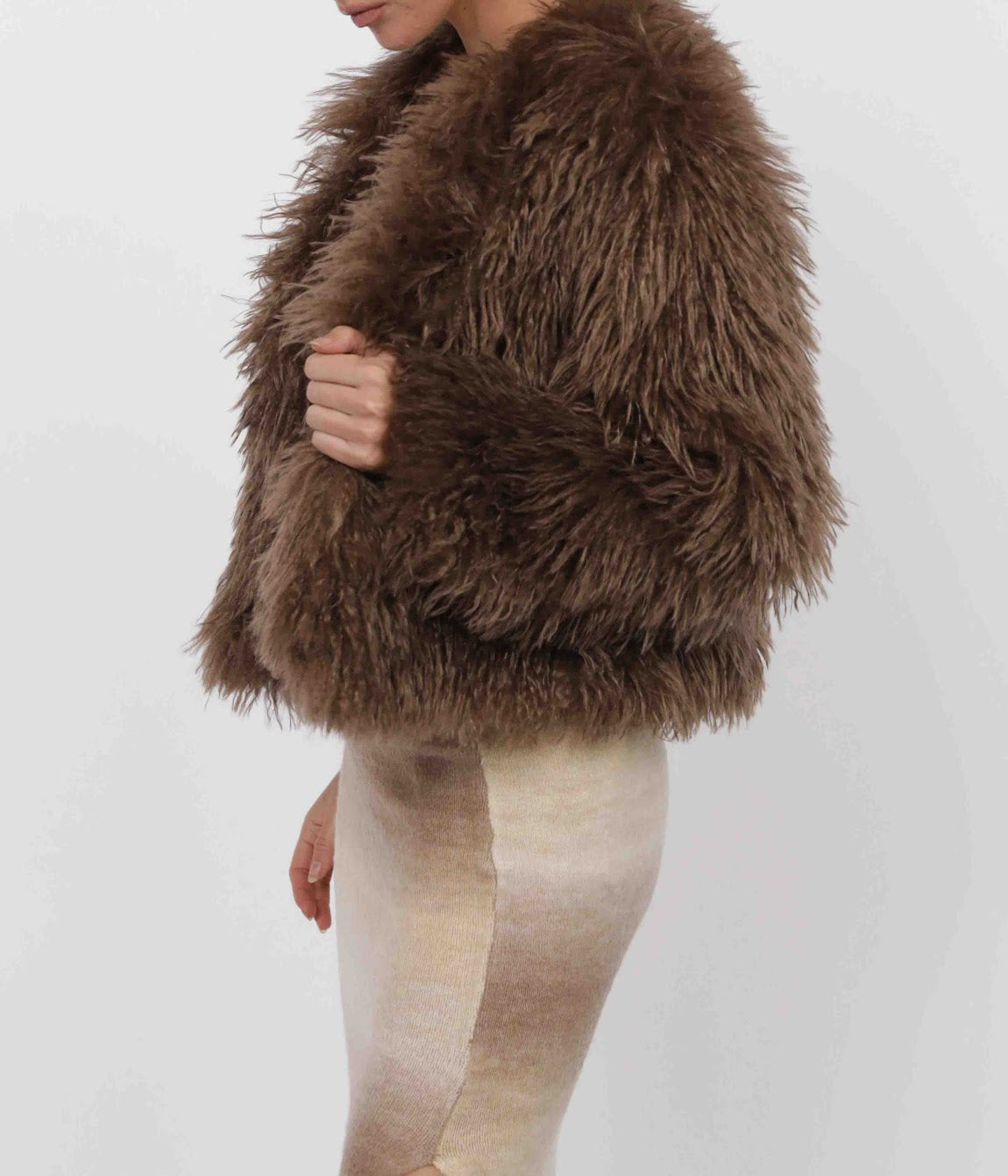 SAGE THE LABEL Deep Woods Cropped Vegan Fur Jacket