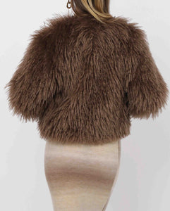 SAGE THE LABEL Deep Woods Cropped Vegan Fur Jacket