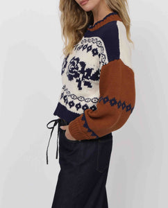 SAGE THE LABEL Sweet Rose Jacquard Zip Sweater Jacket