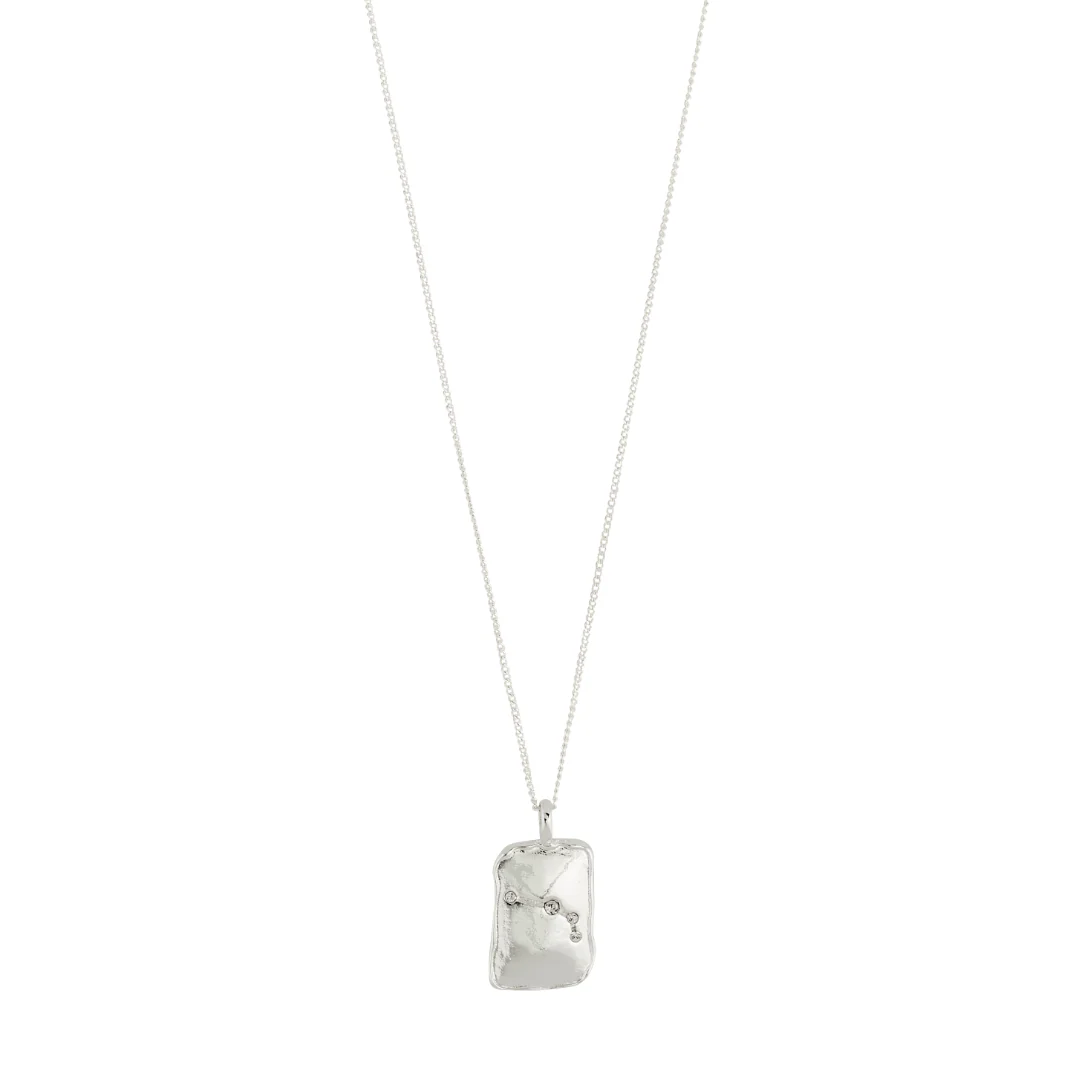 Necklace with a rectangular pendant on a white background
