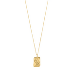 Load image into Gallery viewer, Gold necklace with a textured pendant on a white background
