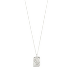 Load image into Gallery viewer, Silver necklace with a textured pendant on a white background
