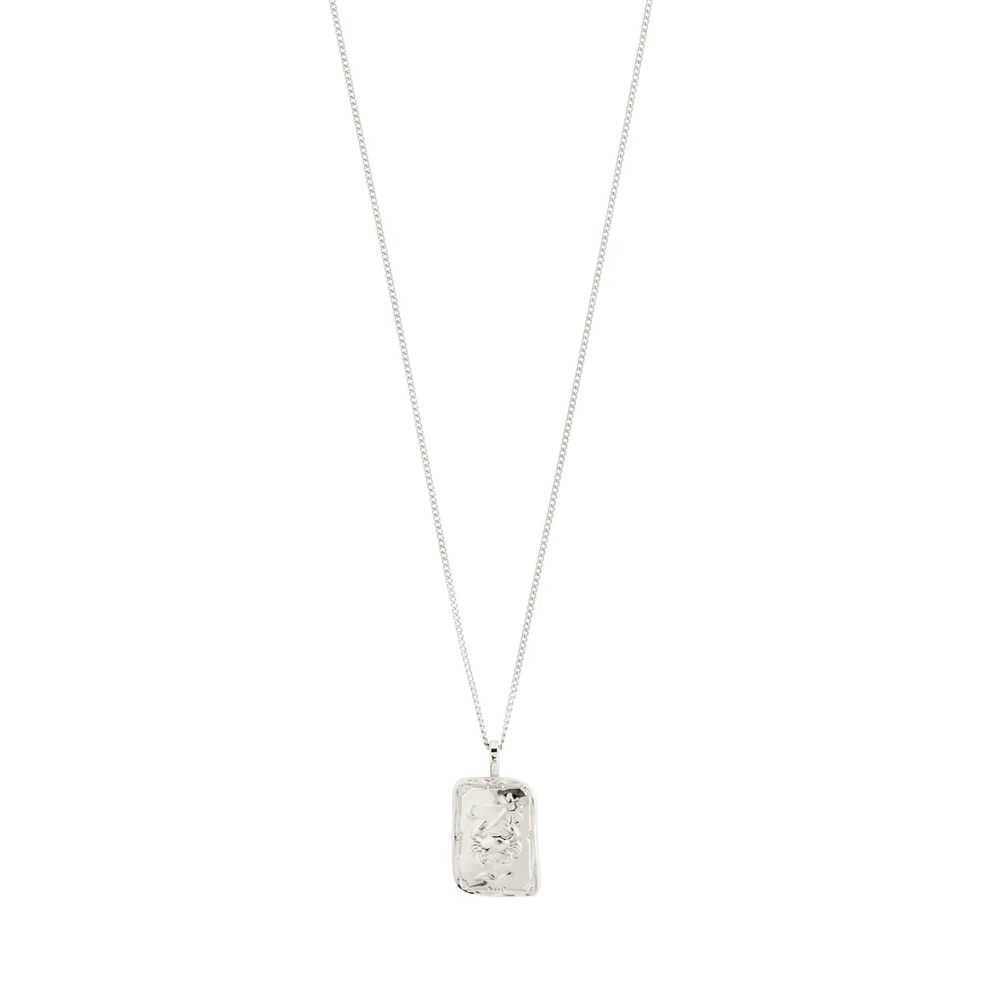 Necklace with a rectangular pendant on a white background