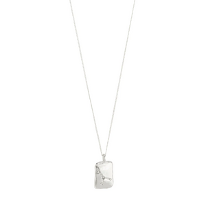 Silver pendant necklace on a white background