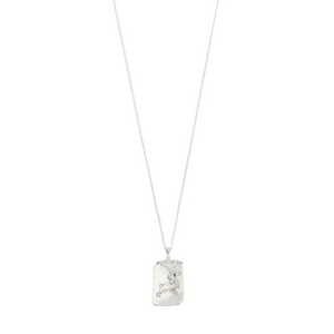 Necklace with a rectangular pendant on a white background