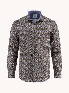 Dress shirt with geometric pattern.  