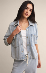 Load image into Gallery viewer, ZSUPPLY All Day Cropped Knit Denim Jacket
