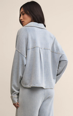 Load image into Gallery viewer, ZSUPPLY All Day Cropped Knit Denim Jacket

