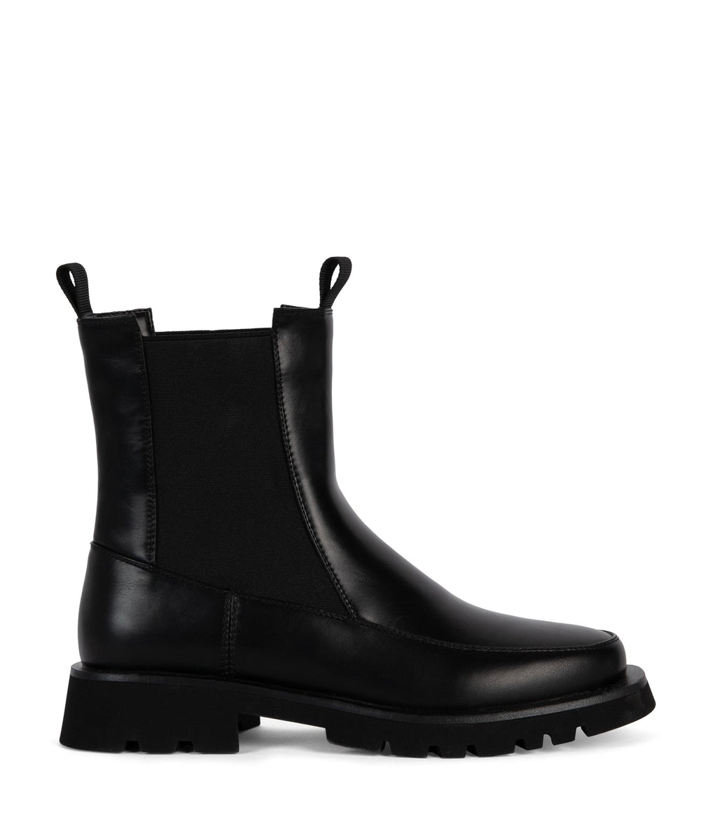 Black vegan leather Chelsea  boot on a white background