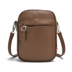Load image into Gallery viewer, Brown leather crossbody bag with visible Co Lab brand logo on a white background
