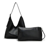 Load image into Gallery viewer, Black vegan leather hobo bag with crossbody pouch
