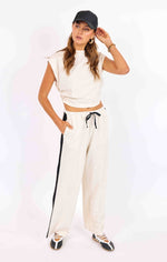 Load image into Gallery viewer, Ruched heather oatmeal short sleeve top.  
