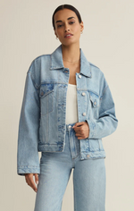Load image into Gallery viewer, Light blue denim jean jacket
