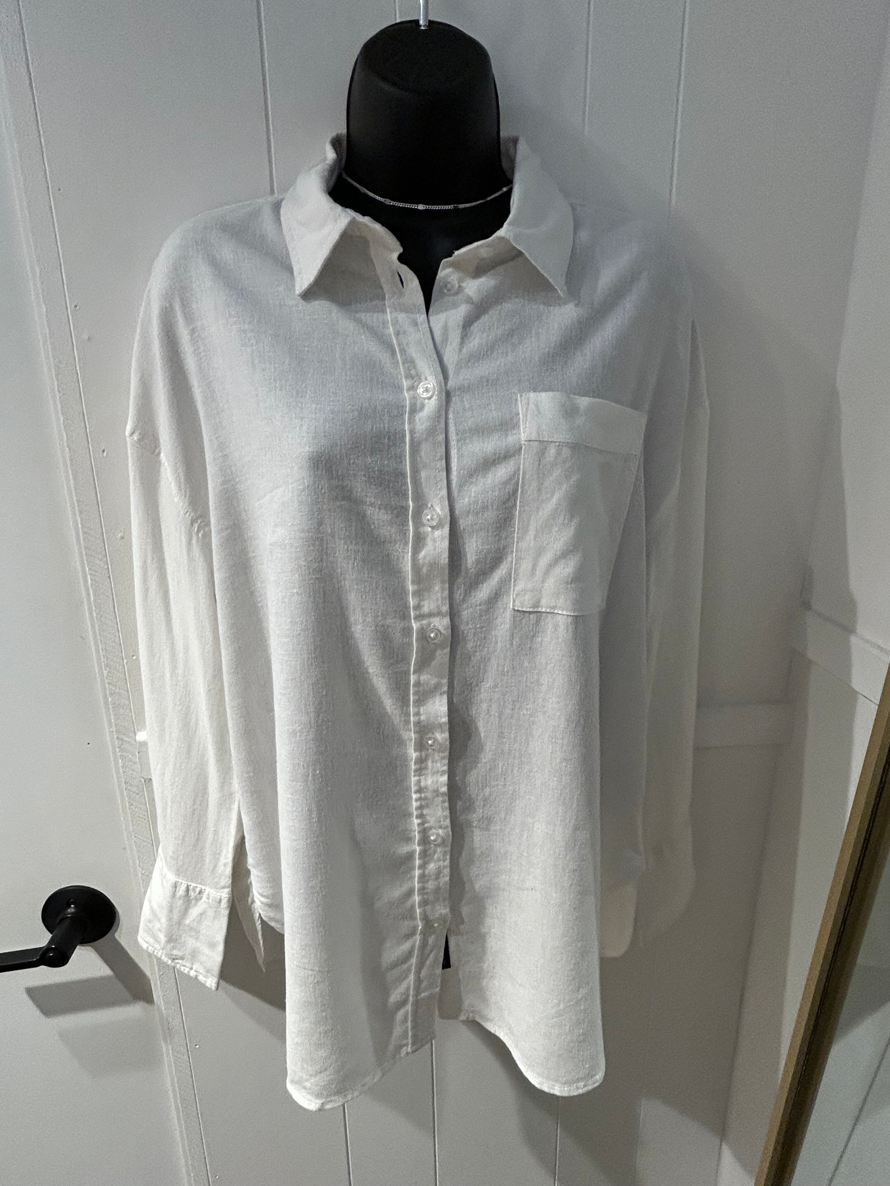 SILVER JEANS Emma Linen Pocket Blouse