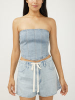 Load image into Gallery viewer, Woman's denim corset top

