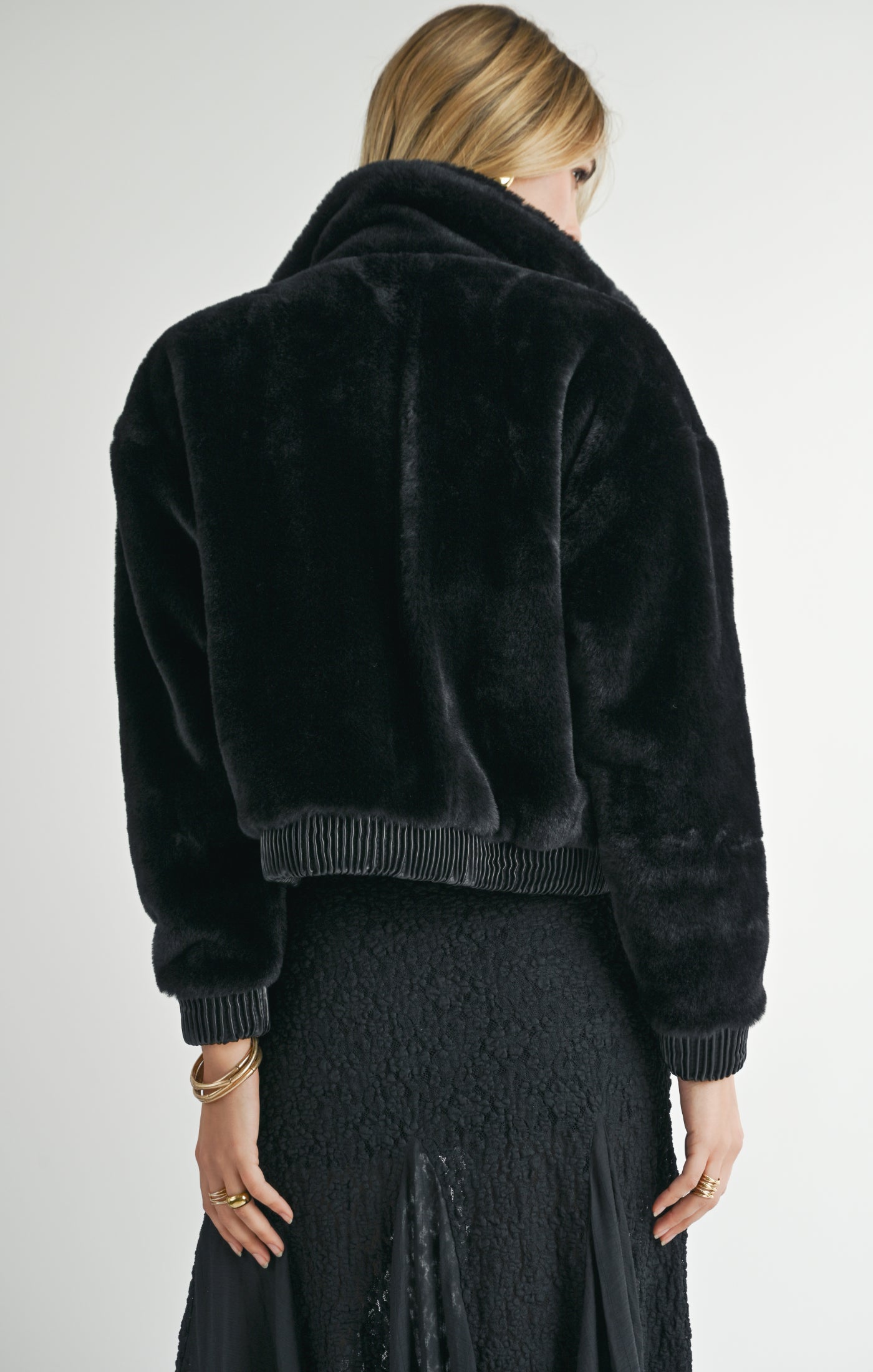 SAGE THE LABEL Daring Vegan Fur Zip Up Jacket