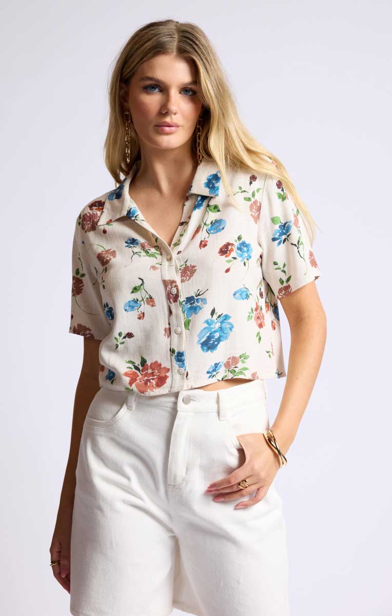 SAGE THE LABEL Pressed Flowers Cropped Shirt