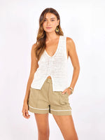 Load image into Gallery viewer, White v neck knitted tank
