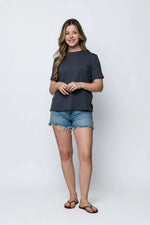 Load image into Gallery viewer, Black tee with split seam
