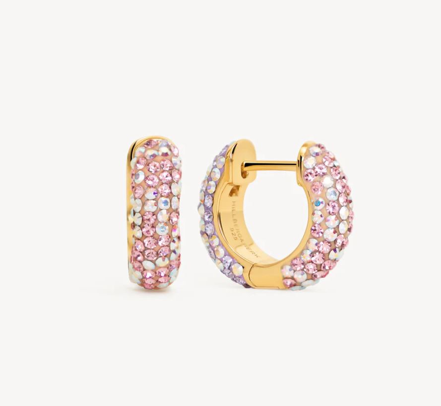 HILLBERG & BERK Small Poppy & Orchid Sparkle Reversible Hoops