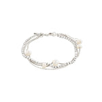 Load image into Gallery viewer, Silver bracelet with pearls and crystals  on a white background
