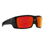 Load image into Gallery viewer, Sunglasses with black frames and bronze red mirror lens. 
